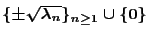 $\{\pm\sqrt{\lambda_n}\}_{n\geq 1}\cup\{0\}$
