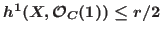 $h^1(X,\mathcal {O}_C(1)) \le r/2$