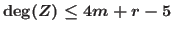 $\deg (Z)\le 4m+r-5$