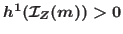 $h^1(\mathcal {I}_Z(m))>0$