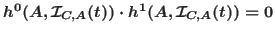 $h^0(A,\mathcal {I}_{C,A}(t))\cdot h^1(A,\mathcal {I}_{C,A}(t)) =0$